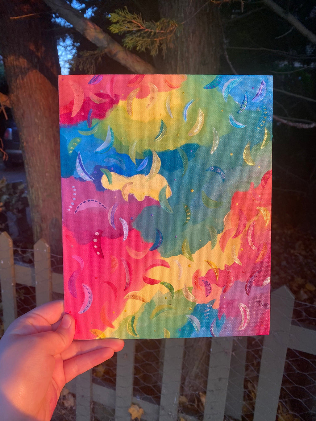 Floating feathers, original acrylic painting