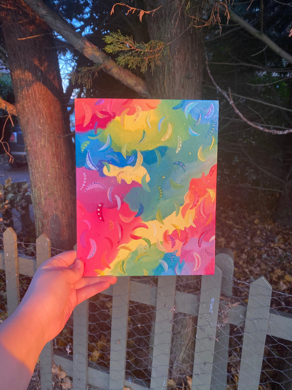 Floating feathers, original acrylic painting