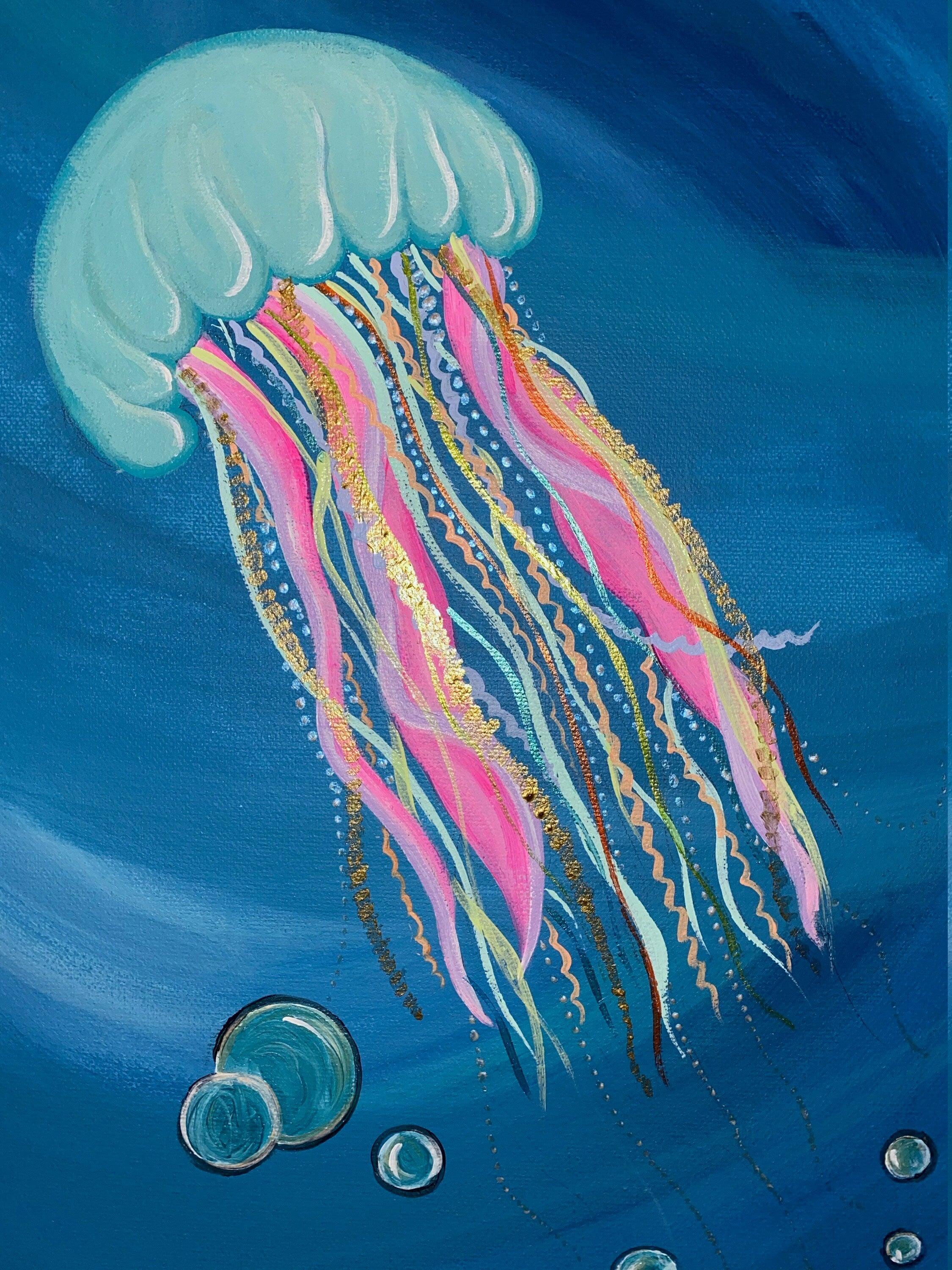 Jellyfish, Acrylic painting on Canvas.