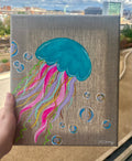 ‘Go with the flow’, acrylic jellyfish painting.