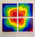 Set of 4 colourful ceramic coasters.