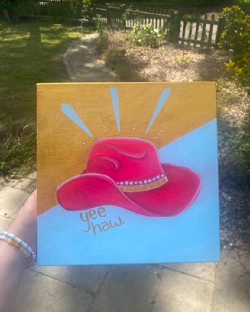 Yee haw. Cowboy / cowgirl hat acrylic painting on quality canvas.