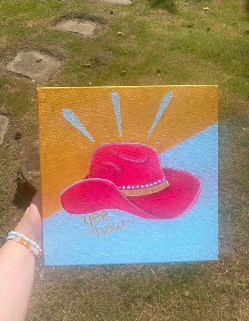 Yee haw. Cowboy / cowgirl hat acrylic painting on quality canvas.