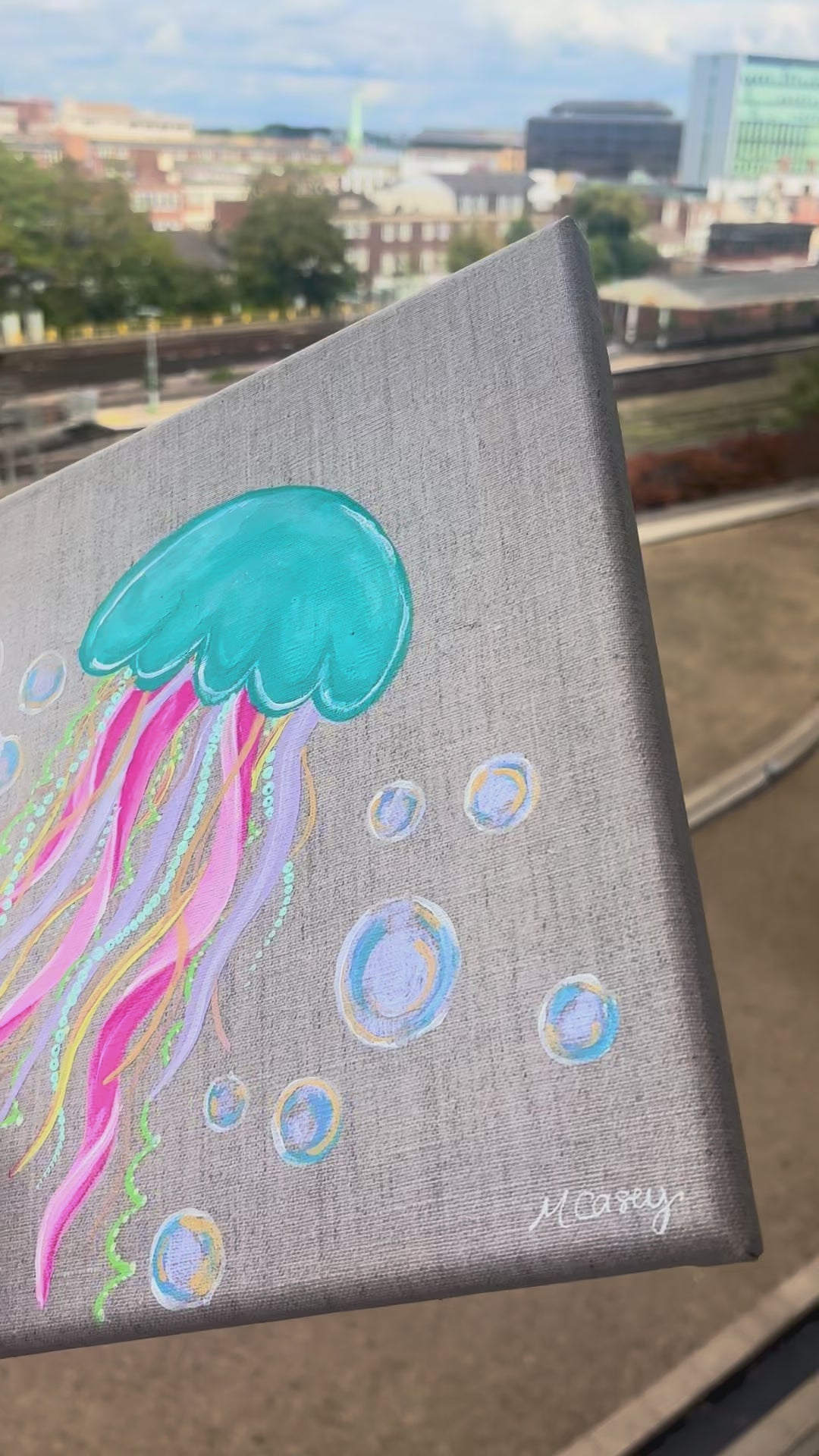 ‘Go with the flow’, acrylic jellyfish painting.